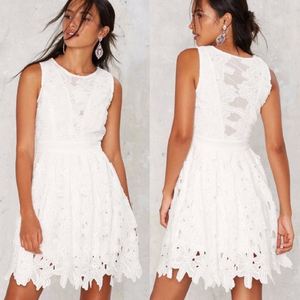 Tea n Cup White Lace Mini Dress